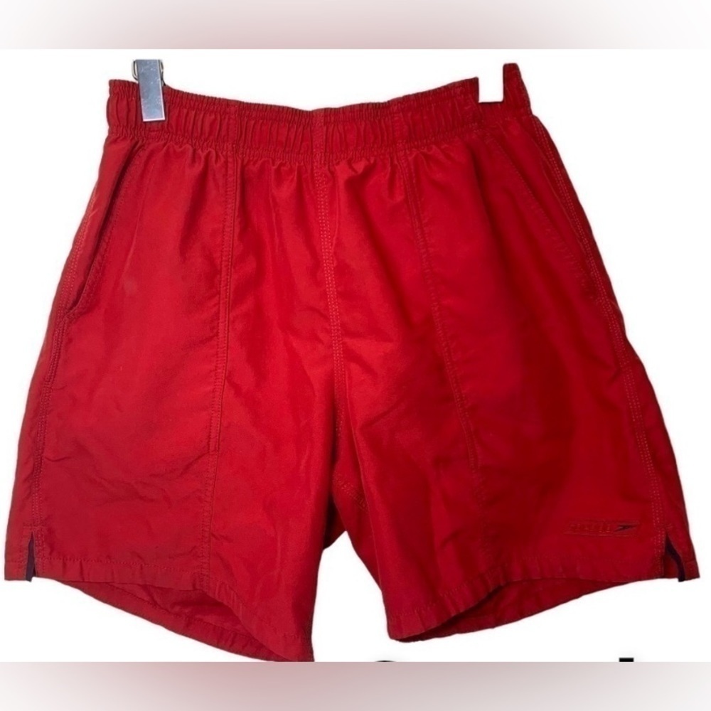 Speedo Red Relax Fit Side Pockets Swim Trunk Short Built-in Under wear Size M